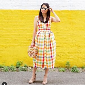 Christopher John Rogers Target Plaid Belted Dress Multicolor Gingham size 4